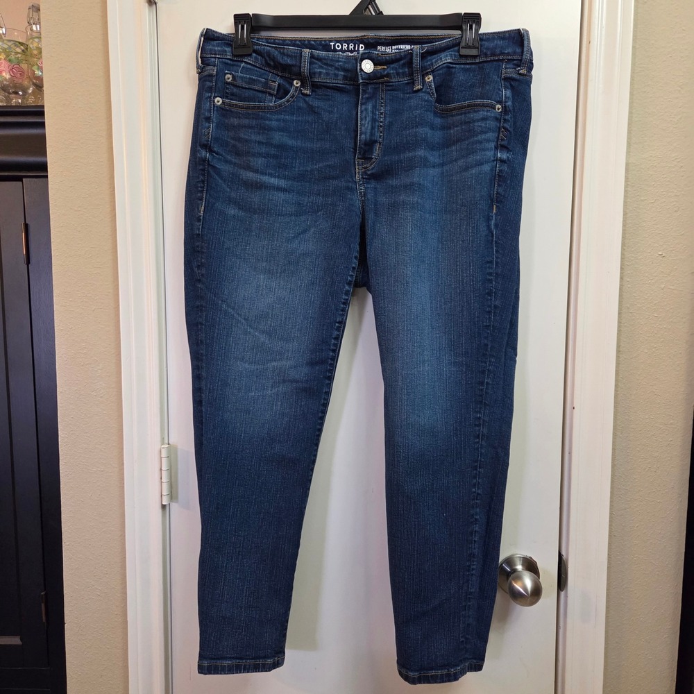 Torrid Perfect Boyfriend Ankle Jeans 14S Dark Wash Vintage Stretch Denim Blue